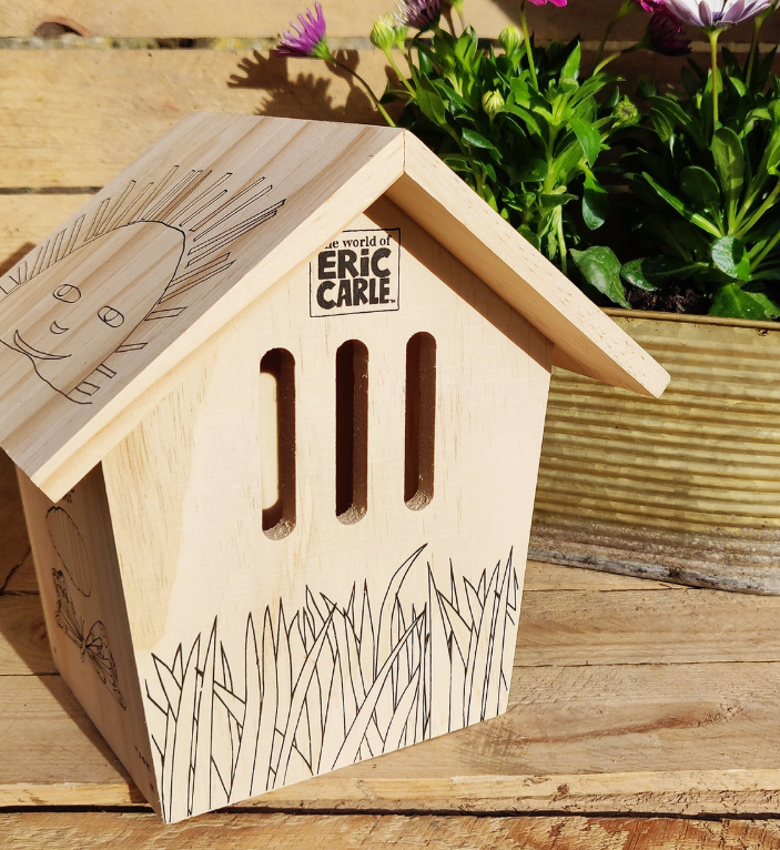 Paint your own wooden butterfly house featuring The Very Hungry Caterpillar by Eric Carle