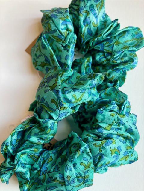 Recycled Sari Silk Hair Scrunchie – Handmade, Assorted Colours