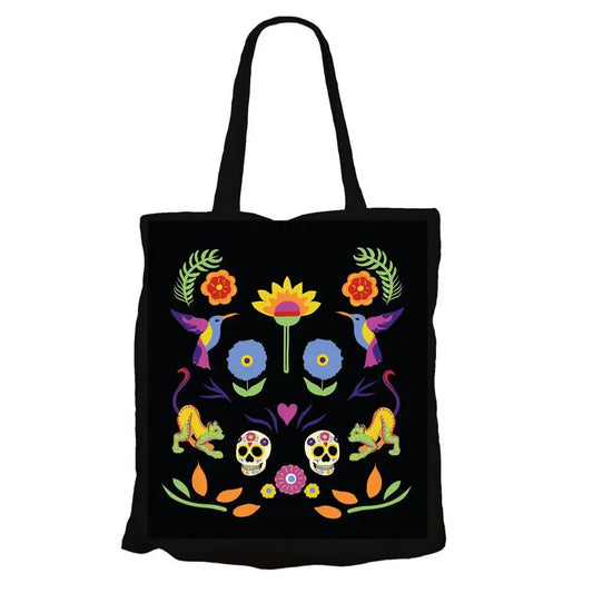 Recycled cotton tote bag with ethnic art design