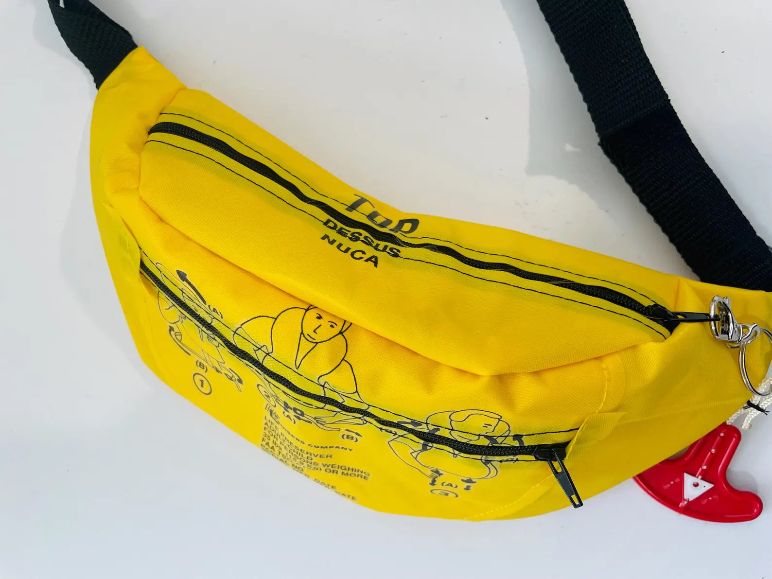Handmade upcycled life vest bum bag made from recycled aircraft material