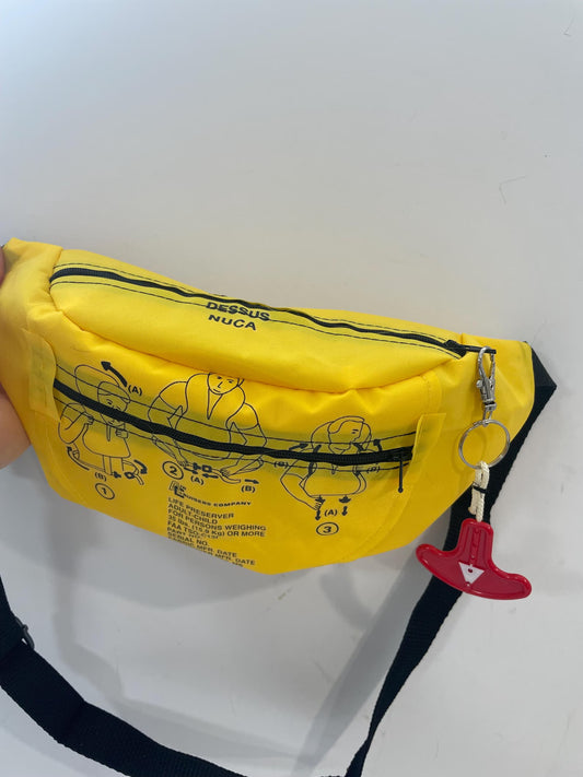 Handmade upcycled life vest bum bag made from recycled aircraft material