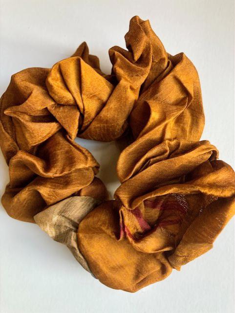 Recycled Sari Silk Hair Scrunchie – Handmade, Assorted Colours