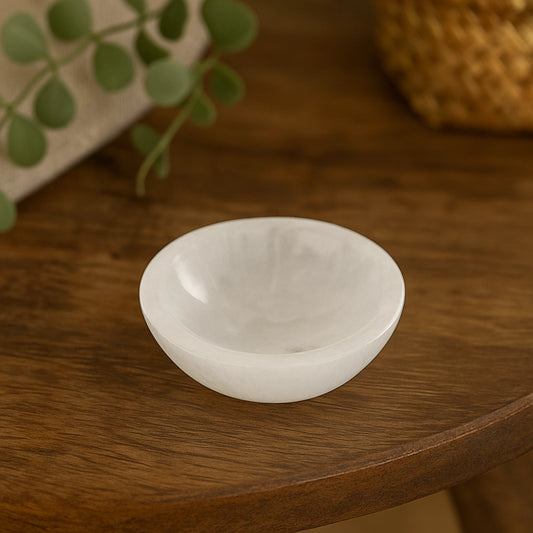Selenite Crystal Bowl 6cm | Round Crystal Charging & Cleansing Bowl
