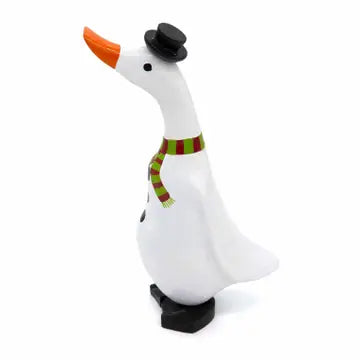 Snowman Duck Christmas decoration with festive hat and scarf