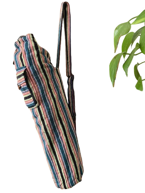 Striped fabric yoga or dance mat