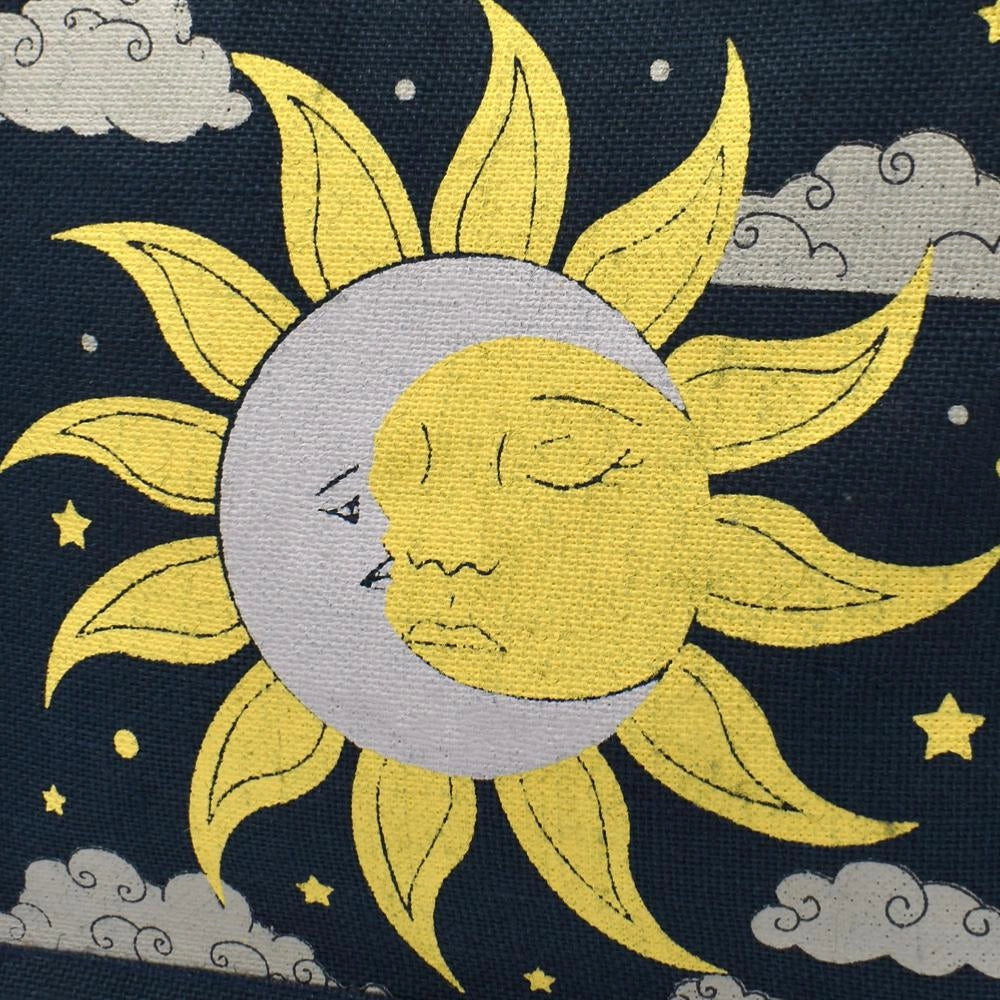 Jute Shopping Bag – Sun & Moon Design, 30 × 30 cm Eco Tote