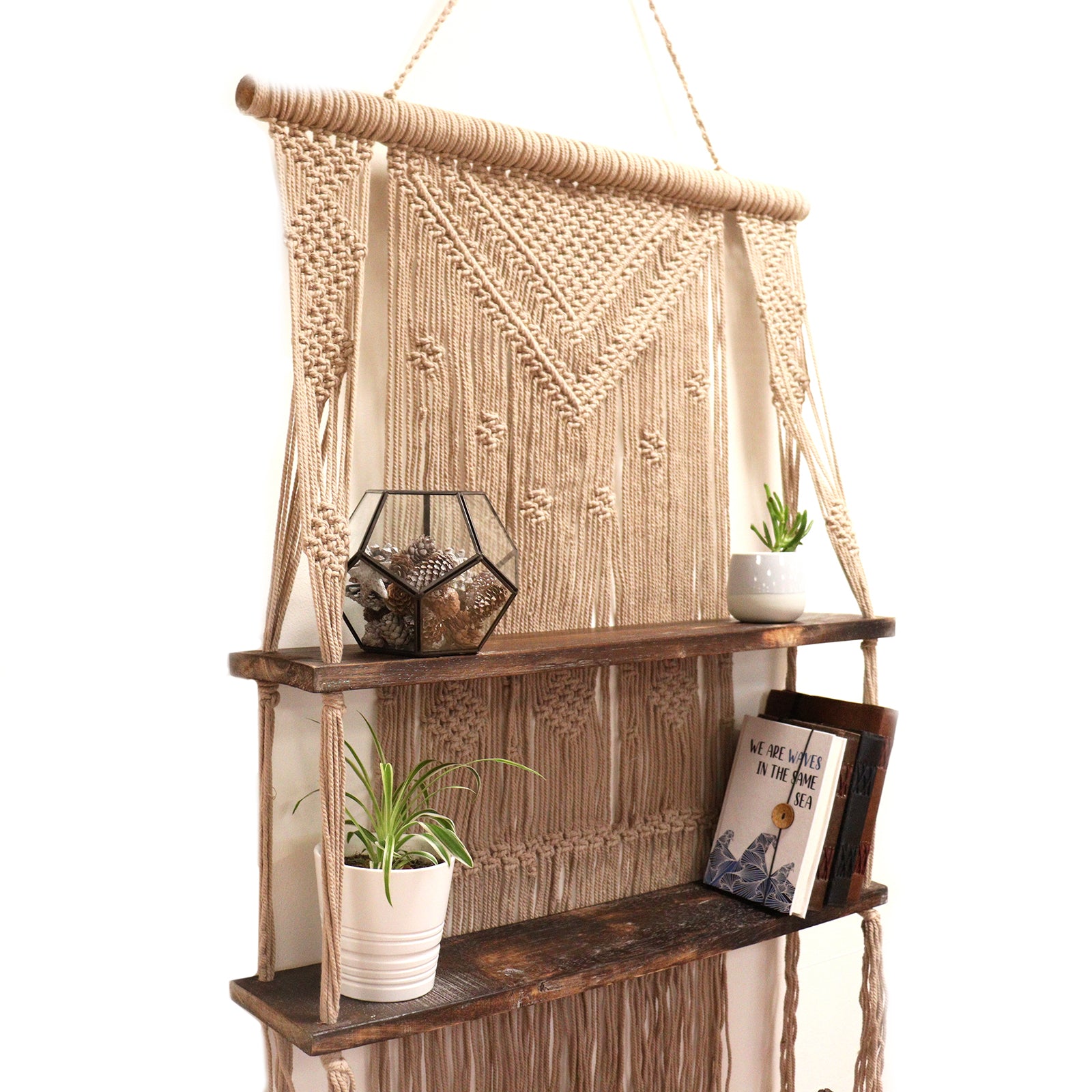 Sustainable macrame - hanging shelf