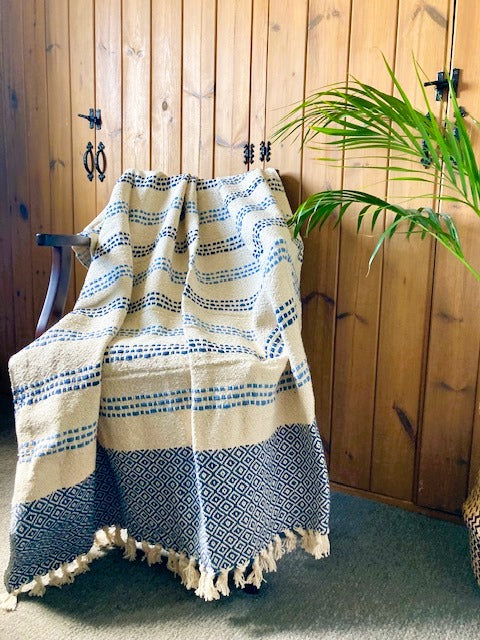 recycled cotton throw blanket 130x170 sofa throw eco friendly