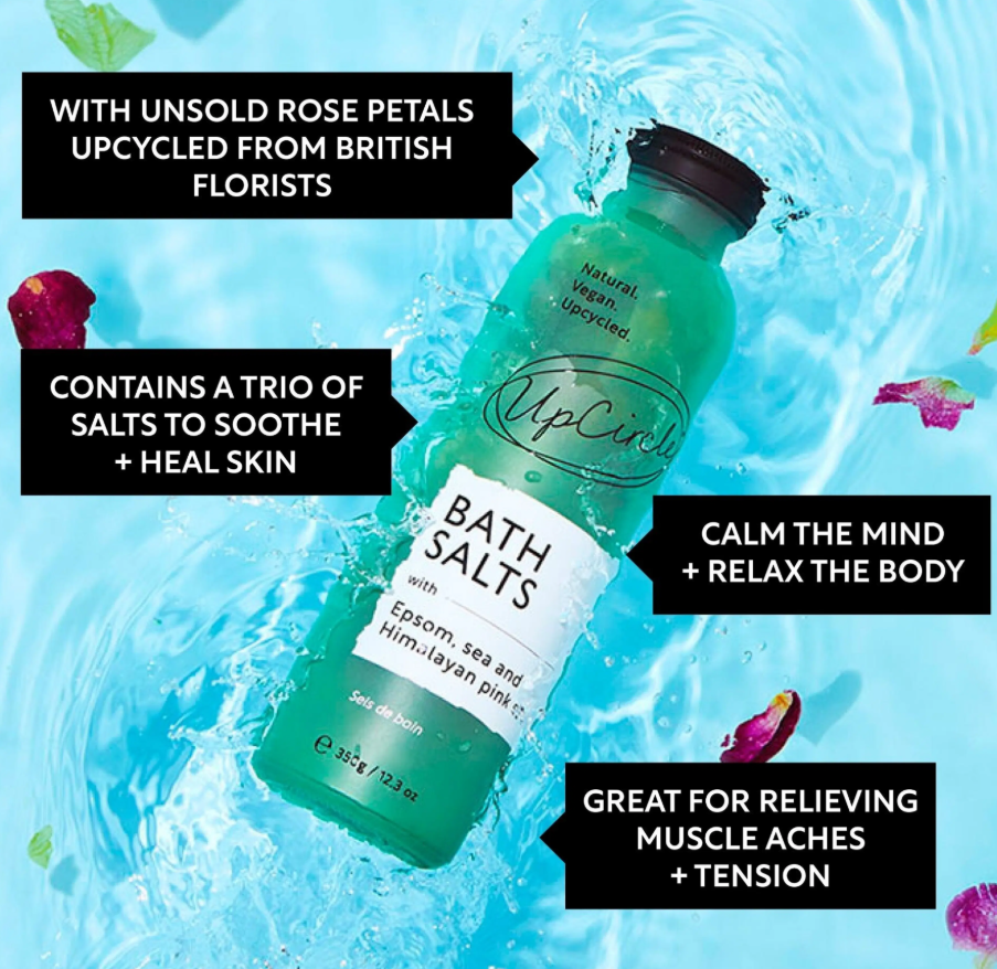 UpCircle natural bath salts with Epsom, sea and Himalayan pink salts