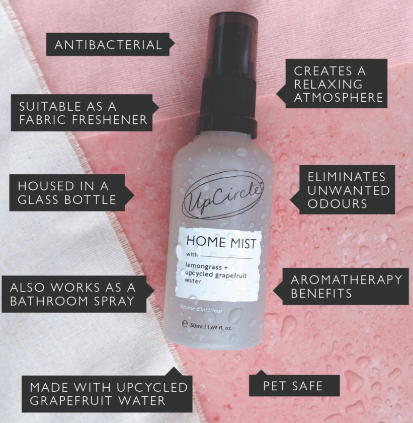 UpCircle home fragrance mist with lemongrass and upcycled grapefruit water, 50ml