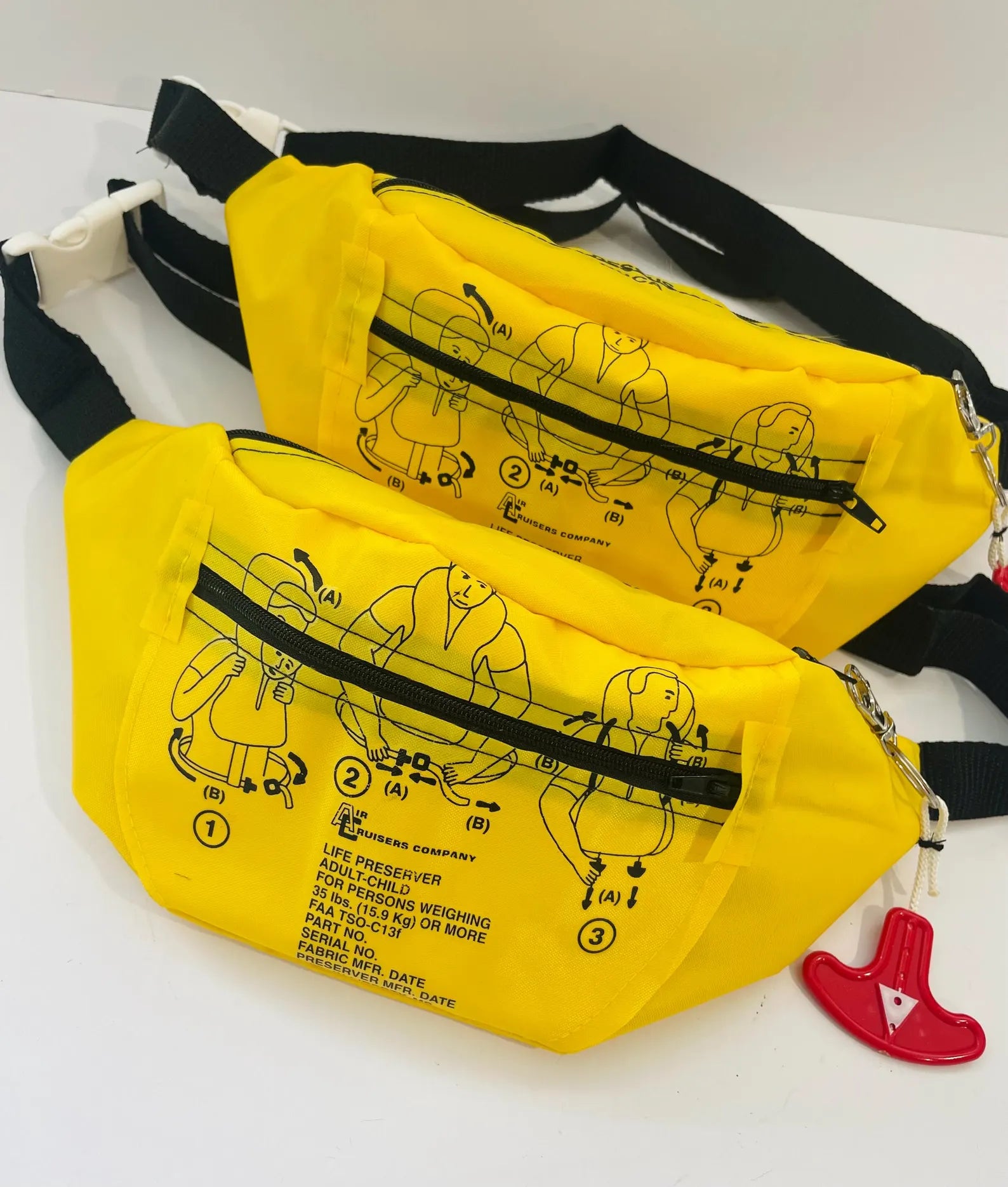 Handmade upcycled life vest bum bag made from recycled aircraft material