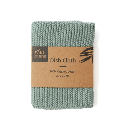 Wild & Stone 100% organic cotton knitted dish cloth in Meadow Green