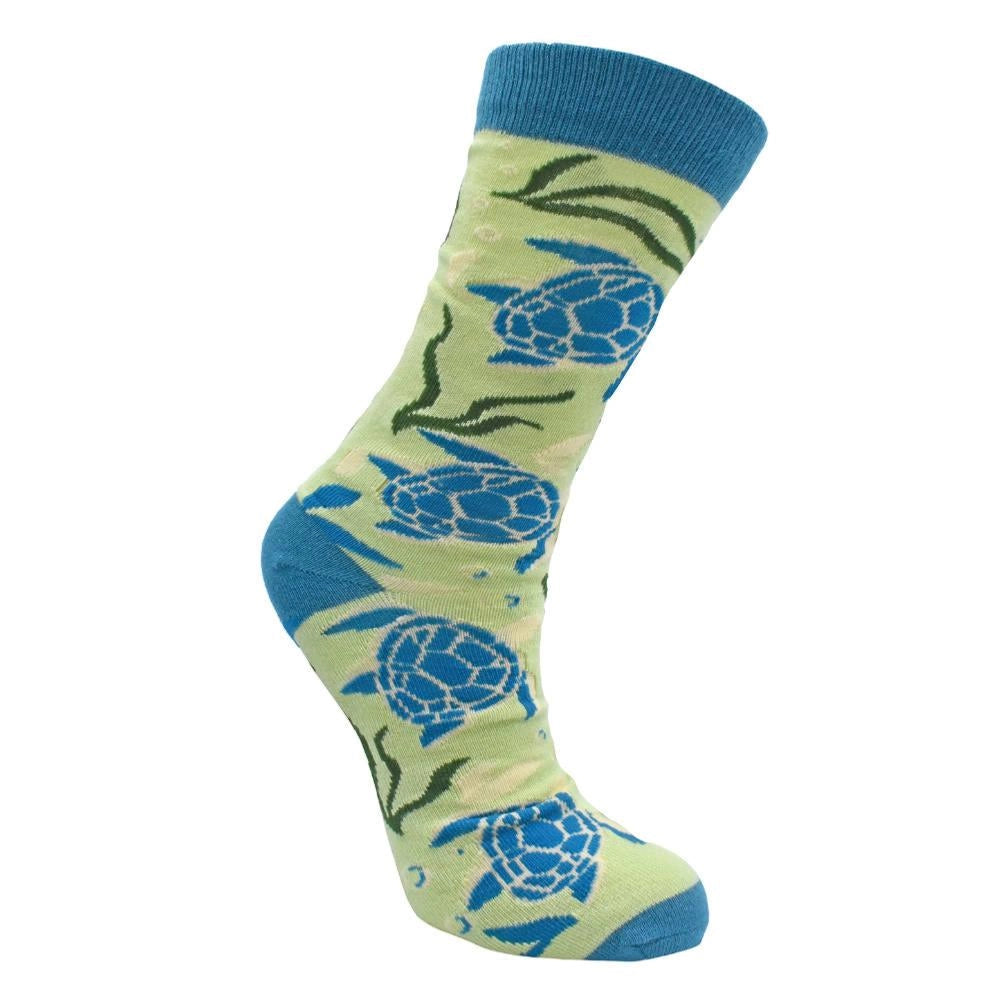 bamboo socks with a turtle pattern