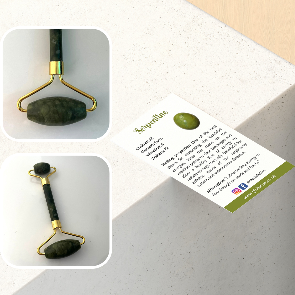 Natural crystal face roller for cooling facial massage and skincare