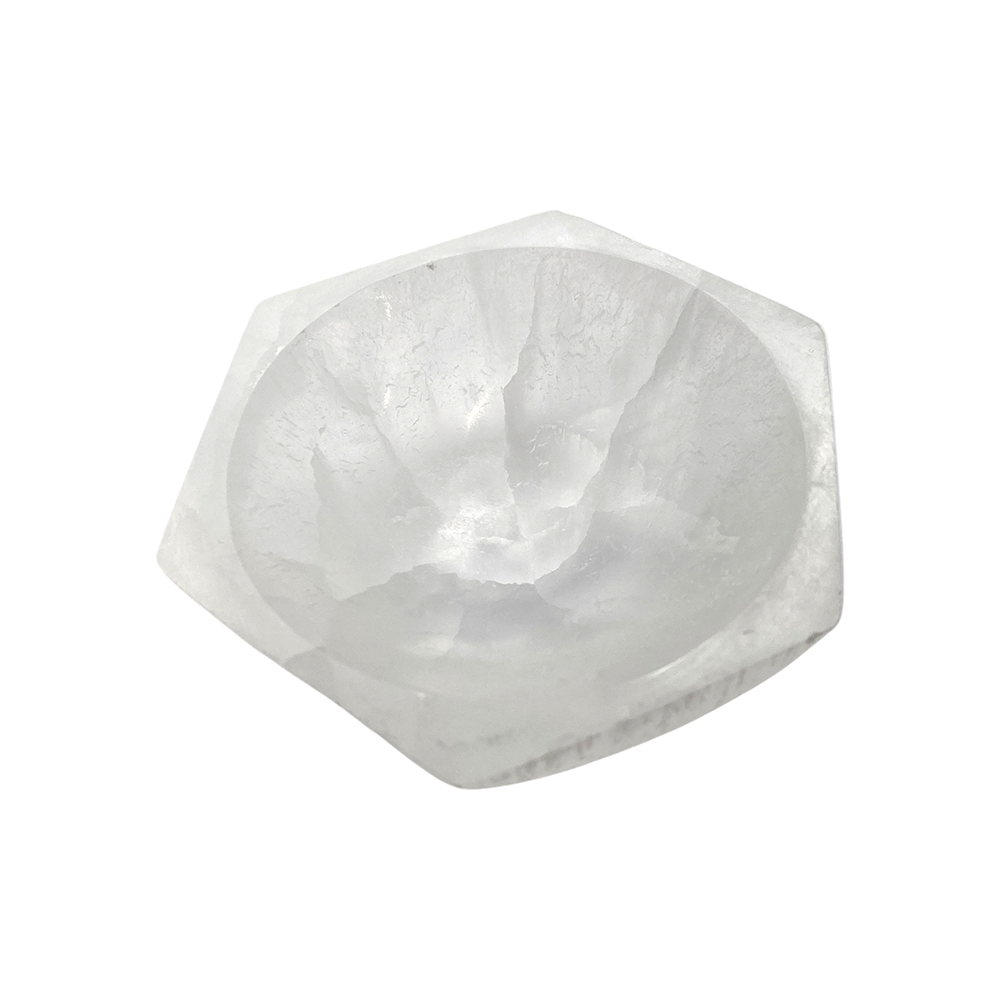 Selenite Bowl, Hexagonal, 10cm