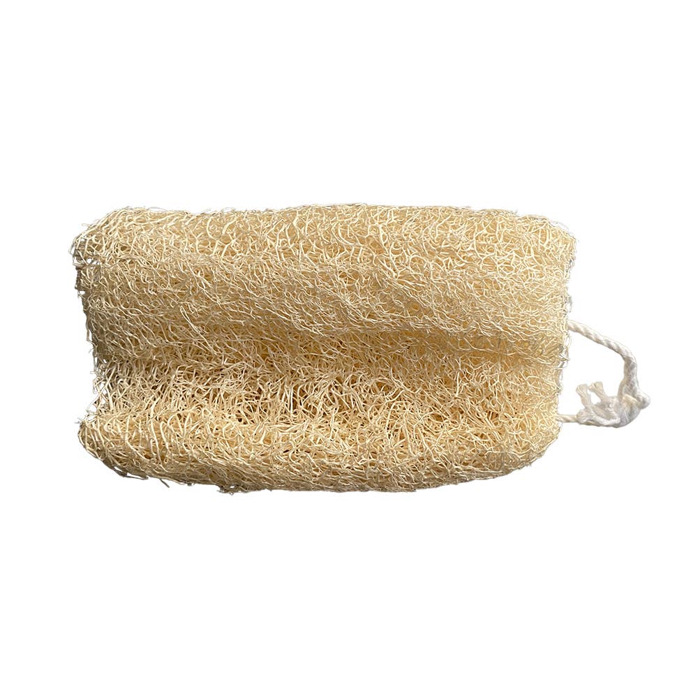 Natural loofah sponge with hanging string for exfoliating and sustainable body care