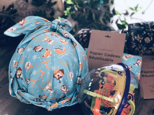 Reusable fabric furoshiki gift wrap for sustainable zero-waste gifting