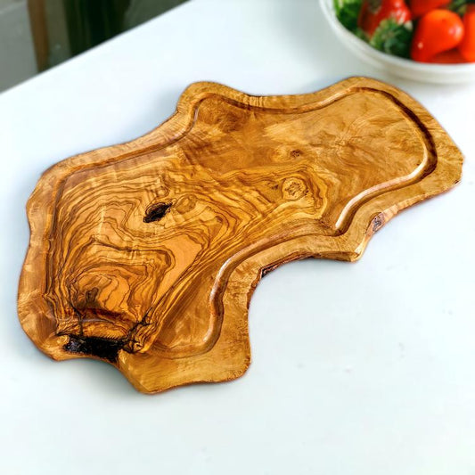  irregular shaped cutting board made of olive wood 