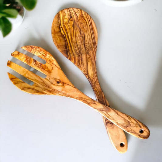 Olive Wood Salad Set 35cm