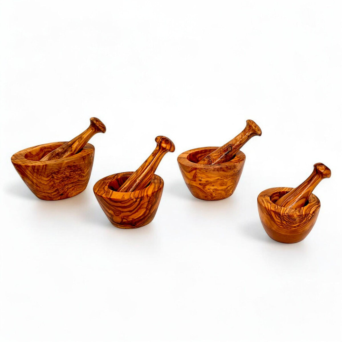 olive wood mortar for grinding herbs and spices