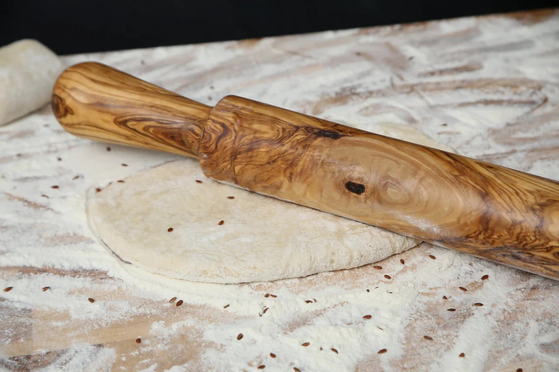 olive wood rolling pin for pastry