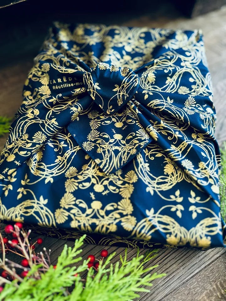 Reusable furoshiki fabric gift wrap for sustainable gifting